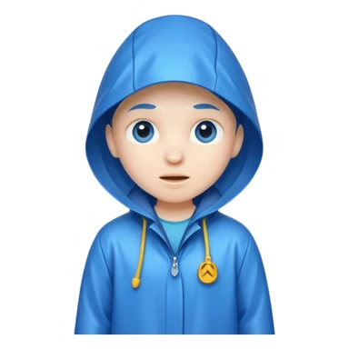 blue raincoat, just rain coat, negative character. sticker