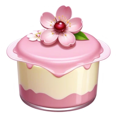 A cherry blossom on the light pink pudding sticker