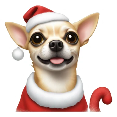 Chihuahua with Santa hat by Christmas tree sticker
