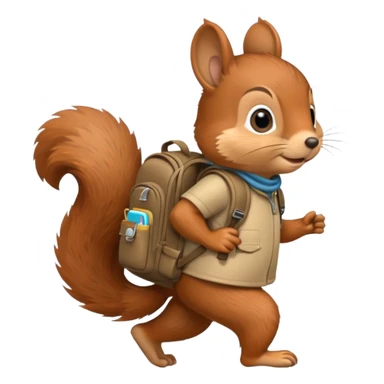 a squirrel walking with a backpack
 sticker