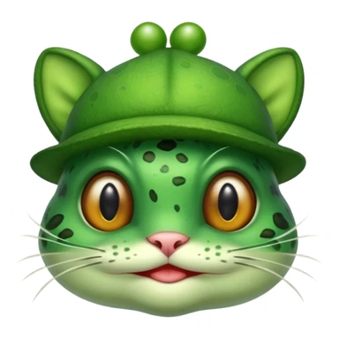 Cat wearing a frog hat sticker