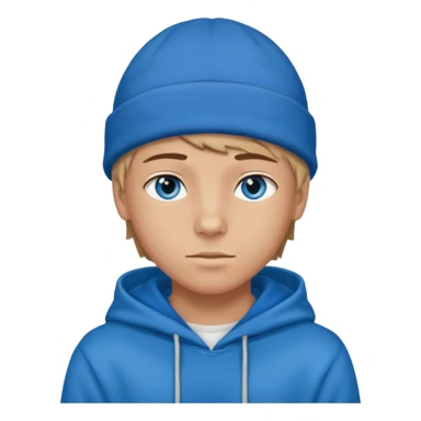 handsome and young teen pinterest boy good at fashion. popular among 'that brat girl', wearing hoodieand beanie with blue eye   sticker
