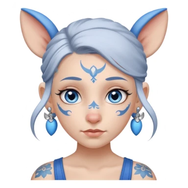 white-gray haired heavy blue tattooed head accessory big nose big ear young girl sticker