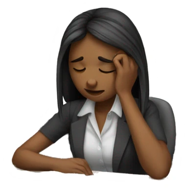 sad girl working it office sticker