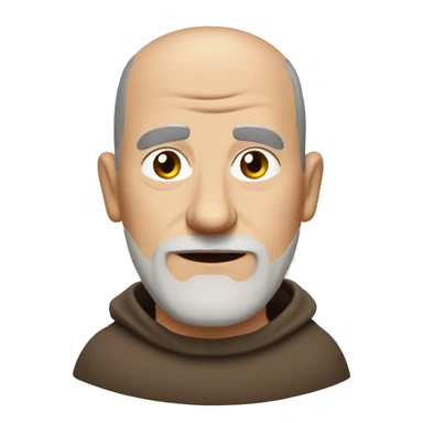 A middle-aged white male friar with a grizzled appearance, buzz cut, and a square jaw. sticker