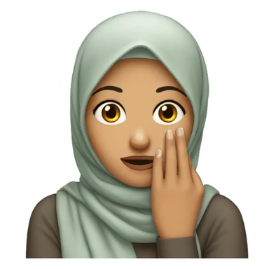 Nervous woman in hijab biting nails sticker