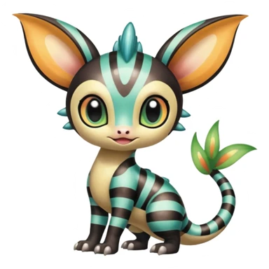 Colorful Exotic Striped Spotted Dotted dusted Glossy Shiny Meloetta-Vernid-Trico-Toothless-Kirby-Fakémon-creature-hybrid sticker