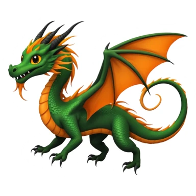 Black, green, orange, grey, Asian noodle-dragon, with black sclera, long mane, long whiskers, long tail, gliding flying, no wings sticker