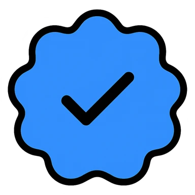 blue verification tick icon, Instagram style, clean and modern, suitable for app icon, minimal, bold, rounded edges, vibrant colors, simple and recognizable sticker