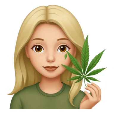 Girl smelling marijuana  sticker