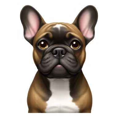 Brindle French Bulldog wearing a red hoodie sticker