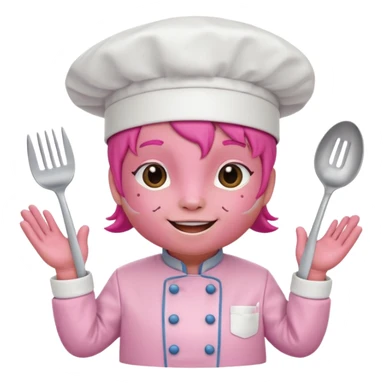 animal with pink chef costume sticker