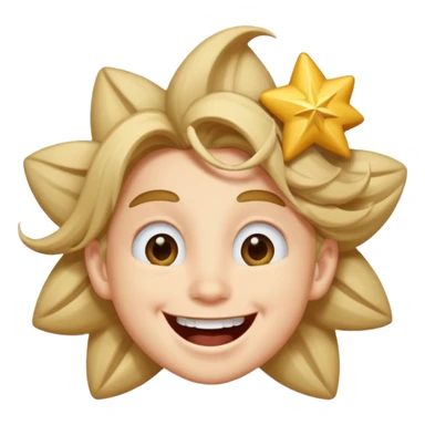 Moreno ojos de estrella riéndose y pelo asía lado sticker