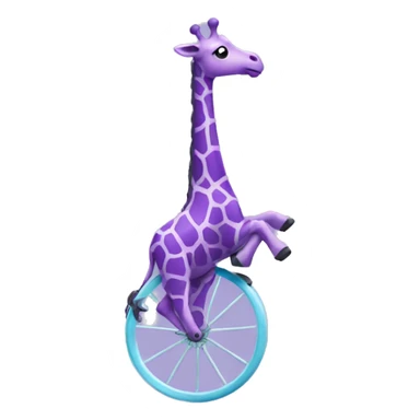 Purple giraffe riding a unicycle across the ocean sticker