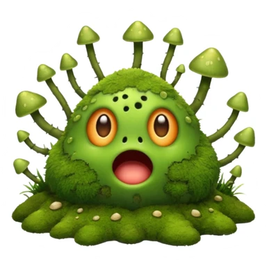 moss creature shocked with spores burst sticker