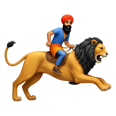 sikh guy riding lion sticker