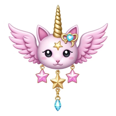 Kawaii decora cutecore starlight staff with wings and cute unicorn cat charms sticker