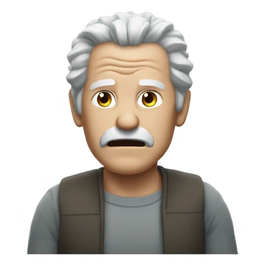 An angry white man with grey hair Shakes his fist at the sky sticker