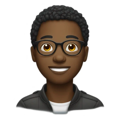 African young man in round glasses sticker