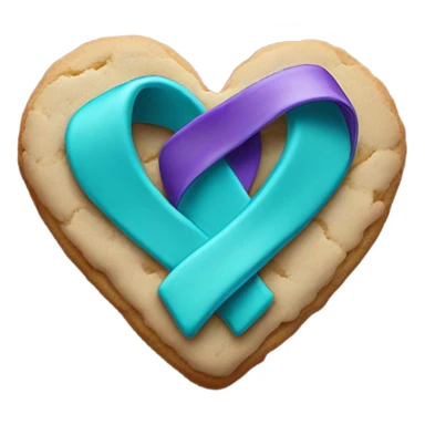 Purple teal Suicide awareness ribbon on heart cookie sticker