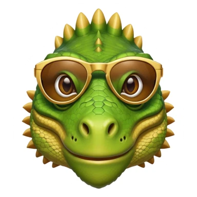 rich capitalist iguana head with golden glossy sunglasses sticker