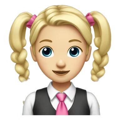 Blonde girl with pigtails and pink ties sticker