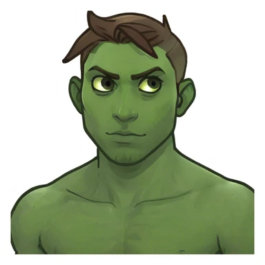 Shirtless man with big green eyes and nice chest and brown hair with piercings   sticker
