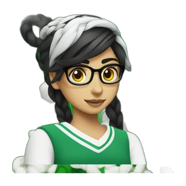 Mia Khalifa black braid white tshirt green sleeves slytherin logo sticker