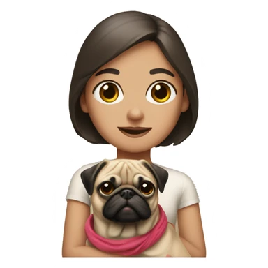 Girl with pug in front of her  sticker
