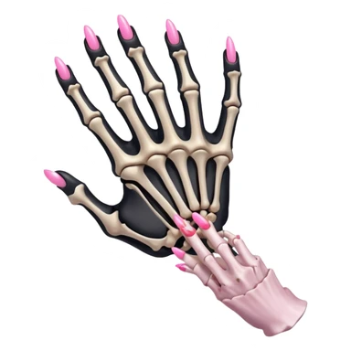 skeleton hand with long pink nails sticker
