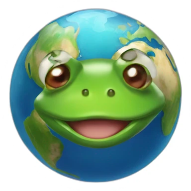 planet Earth with a cartoon saluting frog face sticker