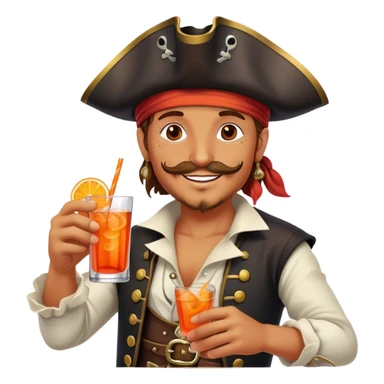a happy pirate drinking aperol spritz cocktail sticker