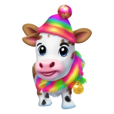 Lisa frank Christmas fluffy baby cow sticker
