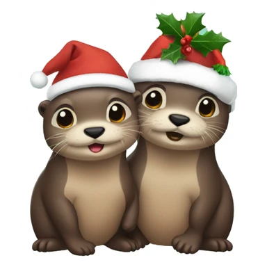 Two Otters at christmas sticker