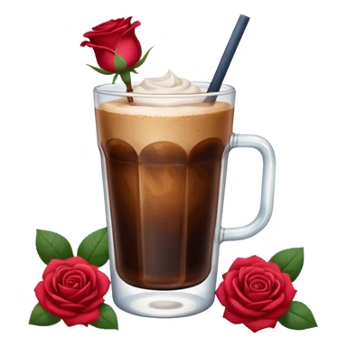 Cold brew coffee with roses denim mini small size glas sticker