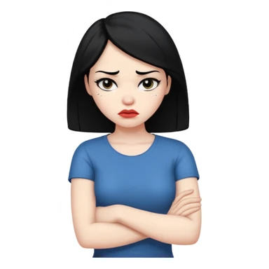pouty/sad arms crossed emoji woman with black hair sticker