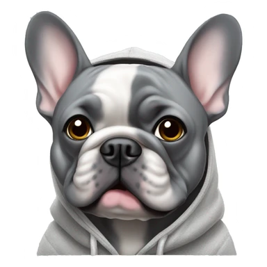 Grey French bulldog wearing a hoodie  sticker