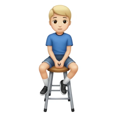 generate a pic from head a boy is sitting on a stool  sticker
