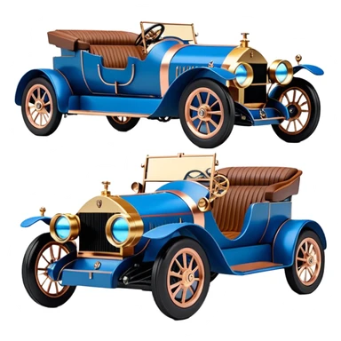  tarnished blue led lights C-3PO ghost buster’s 1927 delicately inlaid rose gold wood barrel accents Model-T x Rolls Royce efficiently powered by futuristic electric motors and dynamos racing wheels while flying rapidly roughening terrain stable on strong agile advanced suspension and steering sticker