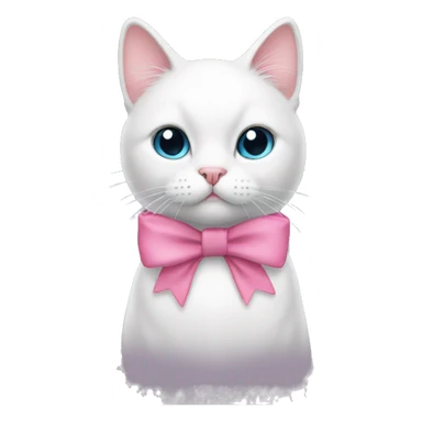 White cat with pink bow on its ear sticker