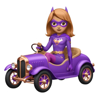 Hot real-appearance racing action BatGirl’s purple tights sixty’s tv show 1932 stealth retro cat burglar sporty petite off-road pursuit mobile cruiser car rose gold accents (reclined and relaxed seating position and attitude) sticker