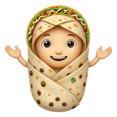 A burrito with arms and really cute eyes sticker