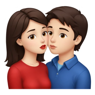 Brunette girl and brunette boy in love kissing sticker