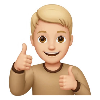 Buat gambar aw shucks yg sedang senang dan berikan jempol sticker