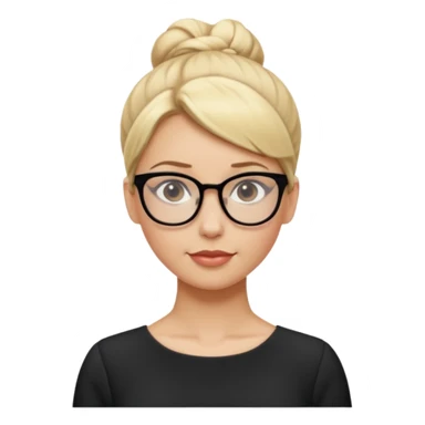 Blonde Women with Bun, Office Woman – tight blonde high bun, glasses, white blouse, confident look, dress, big breasts sticker