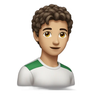 make a 14 years old algerian boy with 2 brown eyes a medium size nose with brown hair not smooth with not big cheeks sticker