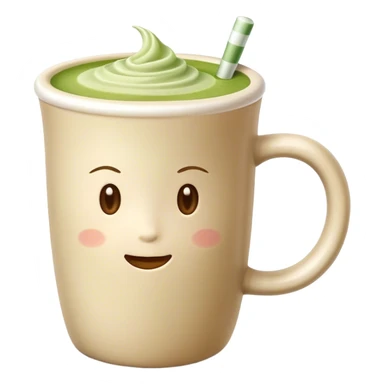 Matcha latte in realistic beige colored mug sticker