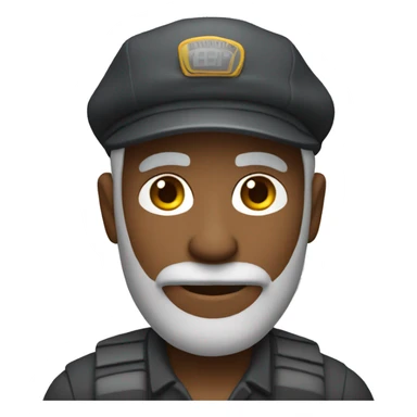 create an emoji of a dark-skinned man taxi driver, with a gray beard and no mustache and wearing a beret. sticker