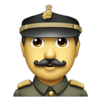 Charlie Chaplin with a Little black mustach and with a German military cap sticker