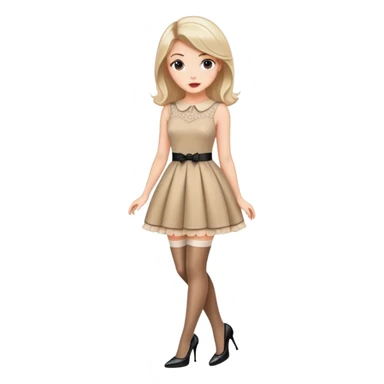 Girl in a cute stylish dress wearing stockings and high heels sticker